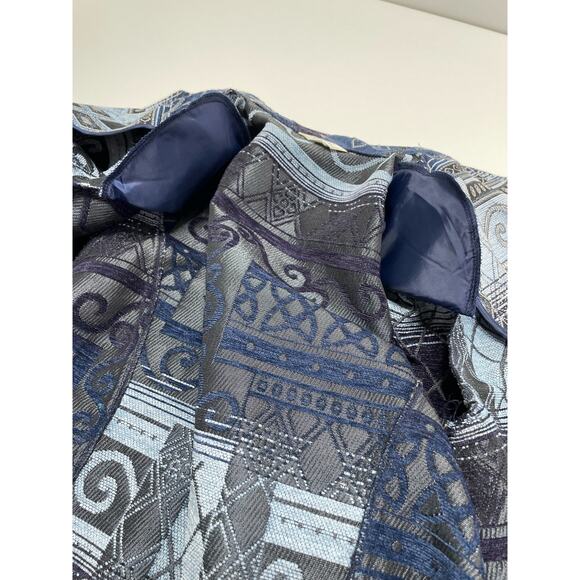 Christopher & Banks Tapestry Blazer Jacket Full Zip Denim Blue Patchwork Size XL - Picture 8 of 11